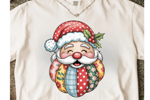 Bringing Holiday Charm to Life with Christmas Patchwork Santa Claus Clipart