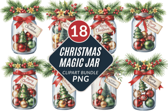 Christmas Magic Jar Clipart: Instant PNG Bundle