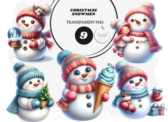 Cute Christmas Snowman Clipart for Festive Designs