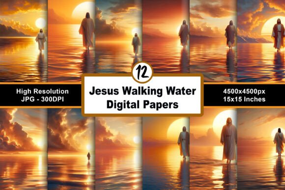 Evaluating the Creative Potential of Jesus Walking Water Digital Papers JPG