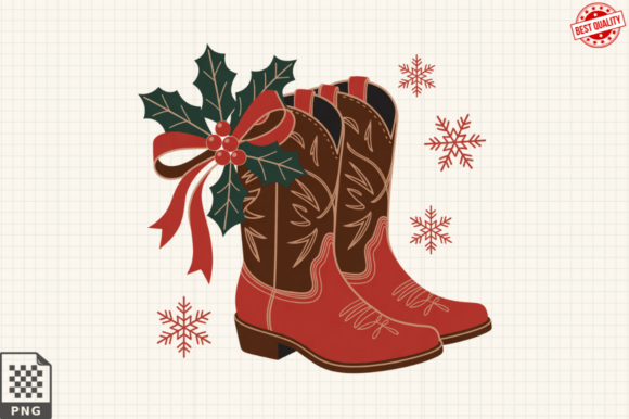 Howdy Christmas Png, Western Boots PNG: Merging Holiday Cheer with Rustic Style for Modern Creators