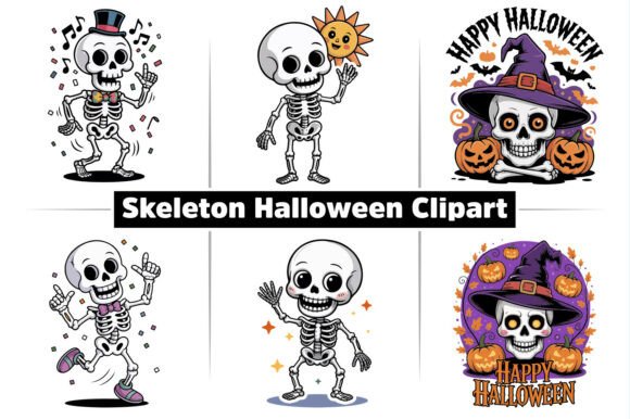Skeleton Halloween Clipart Collections for Pro Designs