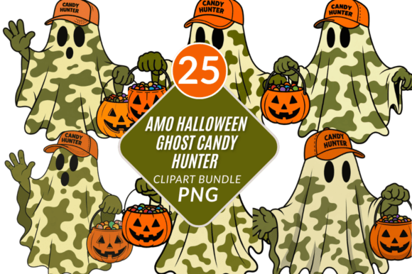 Strategic Branding with the Camo Halloween Ghost Candy Hunter PNG for Seasonal Success