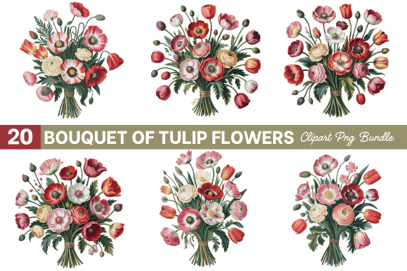 Unlocking Creative Potential with a Watercolor Bouquet of Tulip Flowers PNG for Sublimation and Design