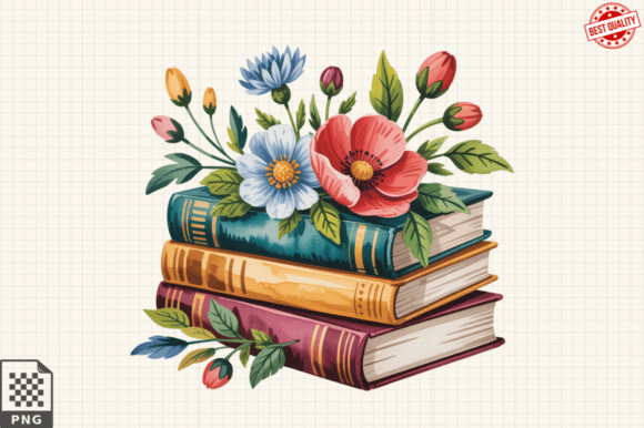 Vintage Floral Book Clipart PNG for Creators